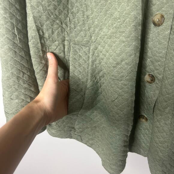 J. Jill Quilted Barn Jacket Chore Coat Women’s XL Green Pockets Lightweight - Picture 4 of 8